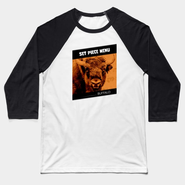 SPM Buffalo Bison Orange Baseball T-Shirt by Set Piece Menu Podcast